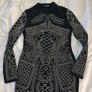 Fashion Nova dress black with stones sz M